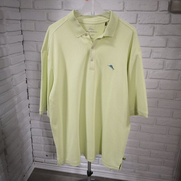 Tommy Bahama Men's Size Large Tall Lime Green Straight Fit Sailfish Logo Polo - Picture 1 of 8